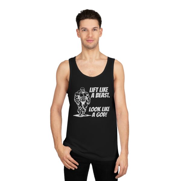 Lift Like a Beast. Look Like a God. - Unisex Softstyle™ Tank Top - Image 3