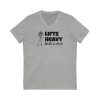 Lifts Heavy, Walks in Heels - Unisex Jersey Short Sleeve V-Neck Tee - Image 4