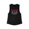 Strong is Never Backing Down - Women's Flowy Scoop Muscle Tank
