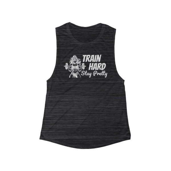Train Hard, Stay Pretty - Women's Flowy Scoop Muscle Tank - Image 4