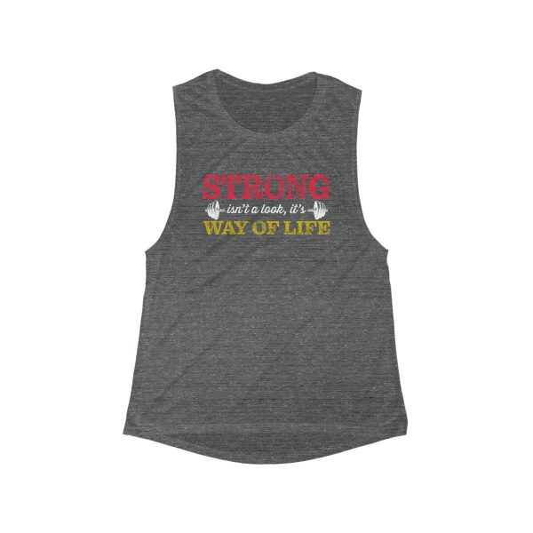 Strong isn't a look, it's a Way of Life - Women's Flowy Scoop Muscle Tank - Image 2