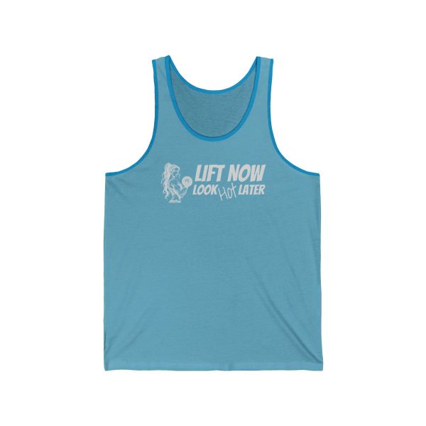 Lift Now, Look Hot Later. - Unisex Jersey Tank - Image 5