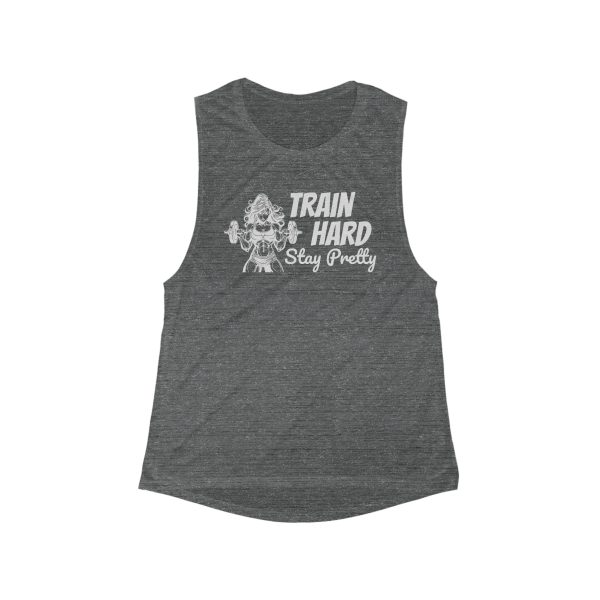 Train Hard, Stay Pretty - Women's Flowy Scoop Muscle Tank - Image 3