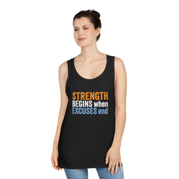 Strength Begins when Excuses End  - Unisex Softstyle™ Tank Top - Image 4